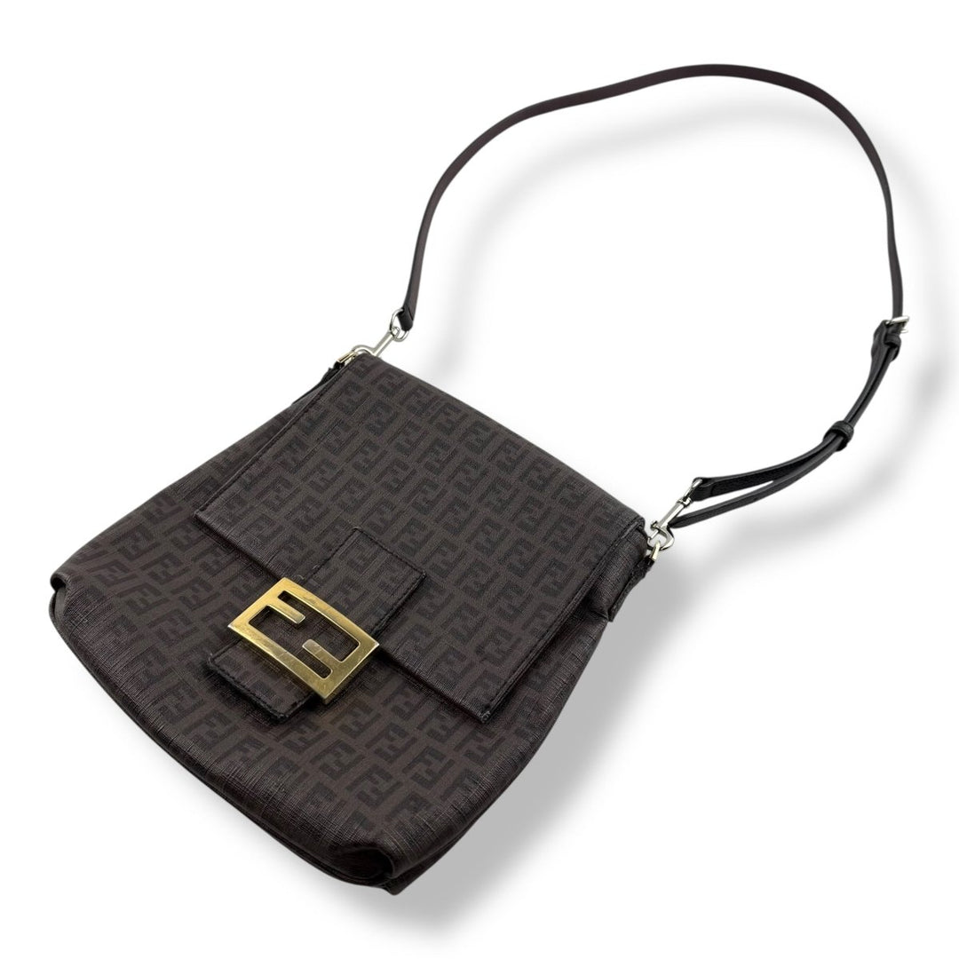 Fendi FF Monogram Zucchino Leather Crossbody Bag - Lux Central