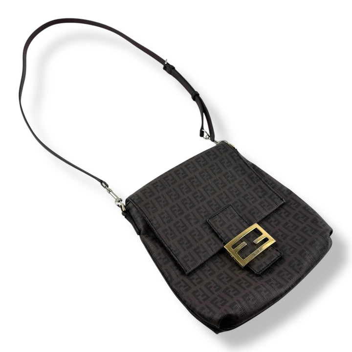 Fendi FF Monogram Zucchino Leather Crossbody Bag - Lux Central
