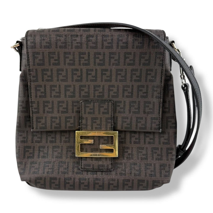 Fendi FF Monogram Zucchino Leather Crossbody Bag - Lux Central