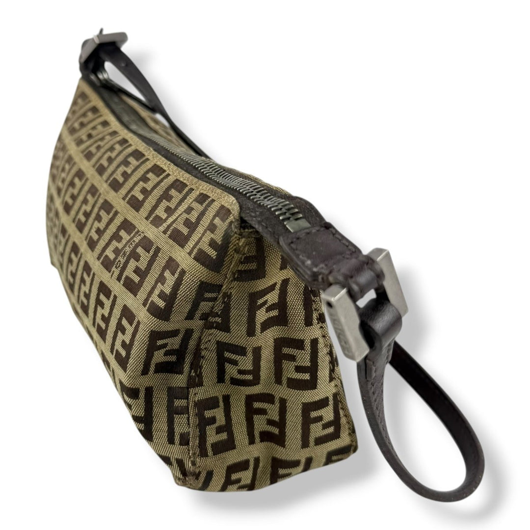 Fendi FF Zucca Canvas Baguette Brown Handbag - Lux Central