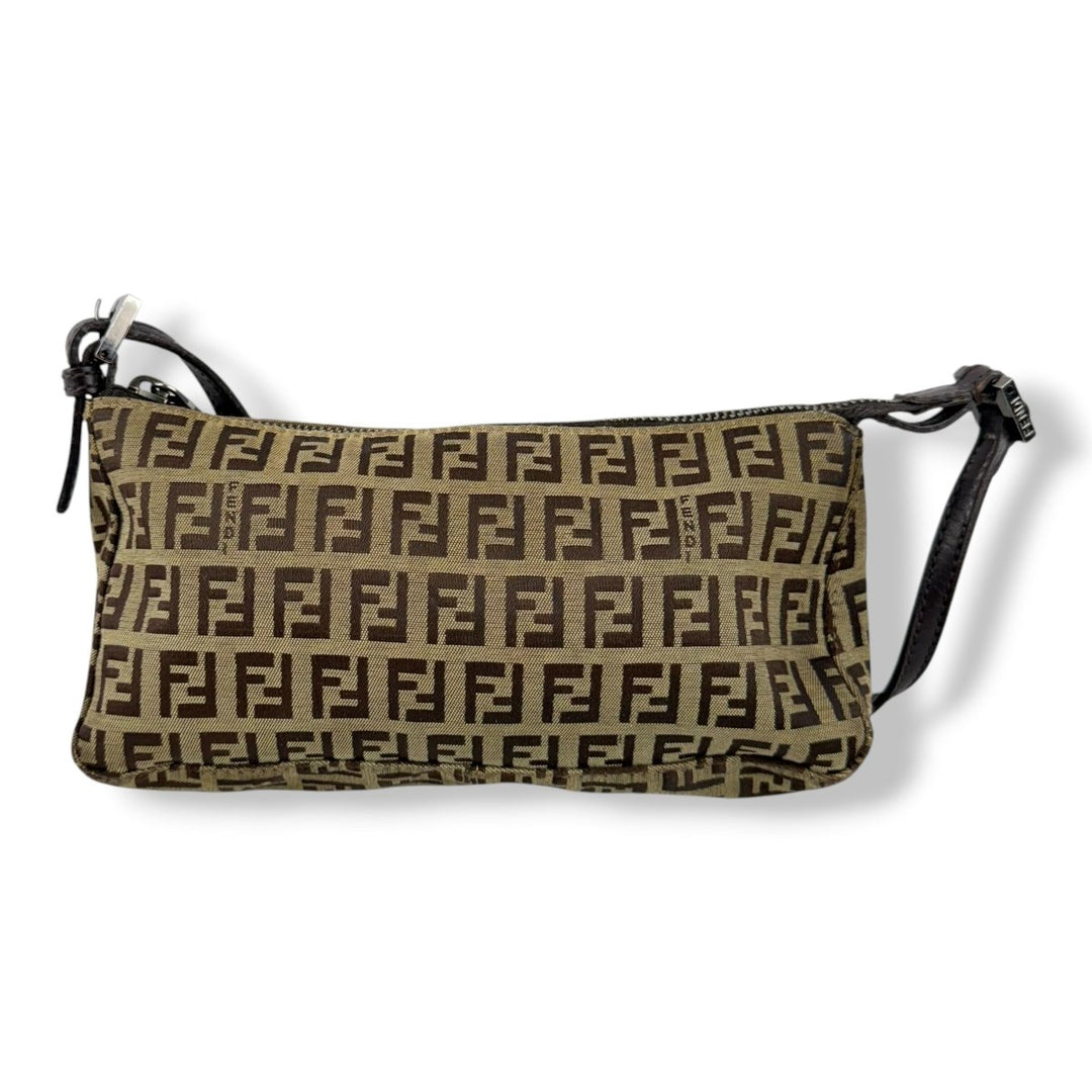 Fendi FF Zucca Canvas Baguette Brown Handbag - Lux Central