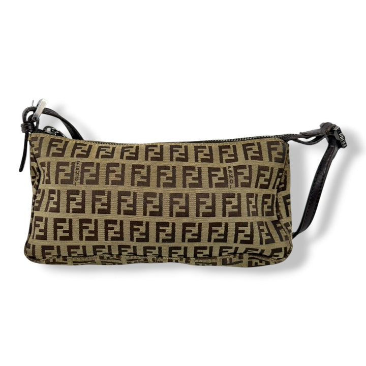 Fendi FF Zucca Canvas Baguette Brown Handbag - Lux Central