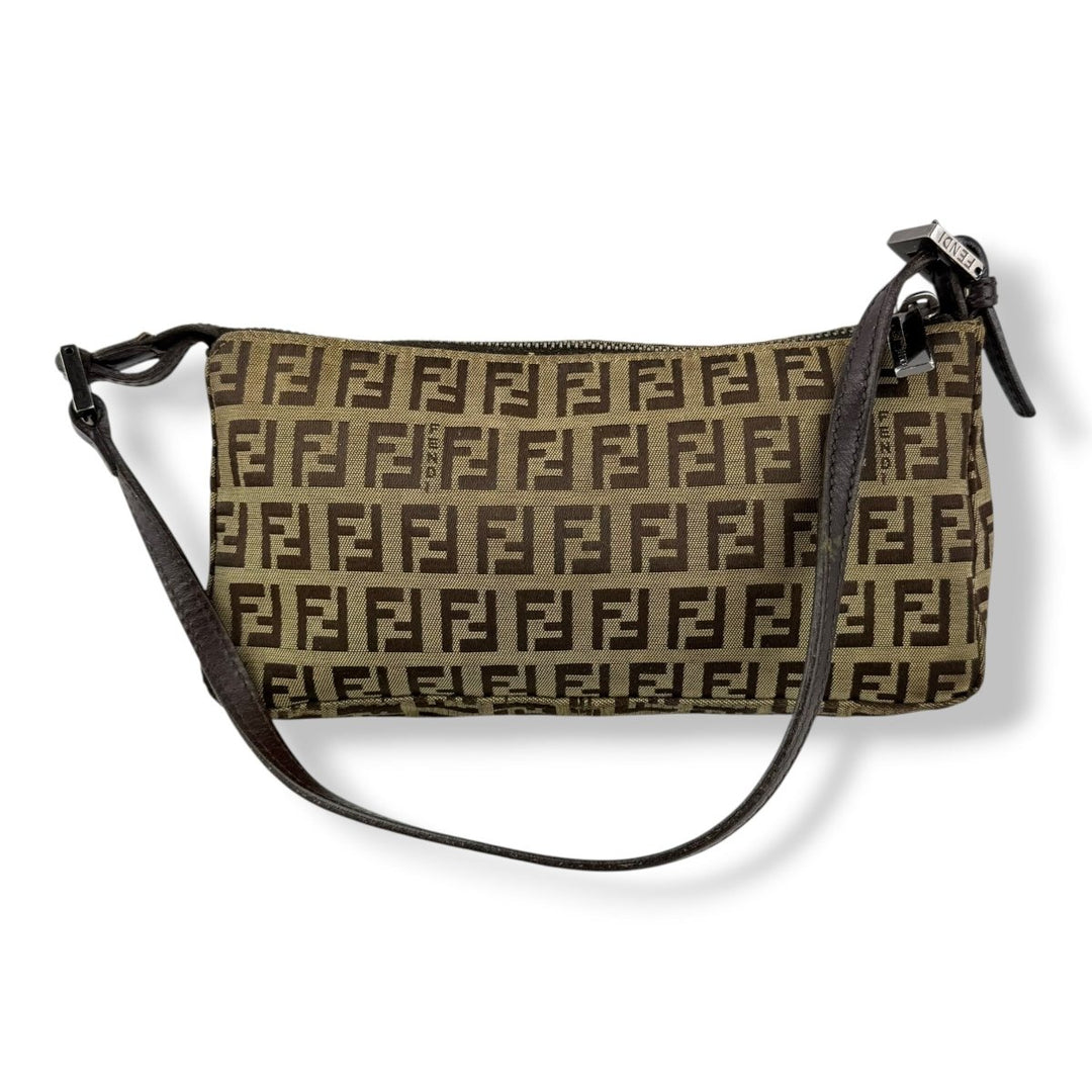 Fendi FF Zucca Canvas Baguette Brown Handbag - Lux Central
