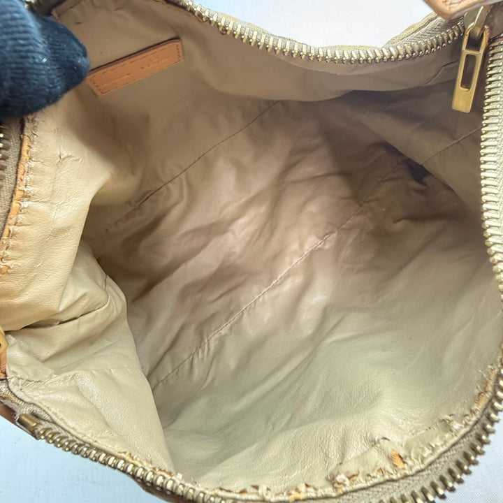 Fendi FF Zucca Mamma Baguette Beige Handbag - Lux Central