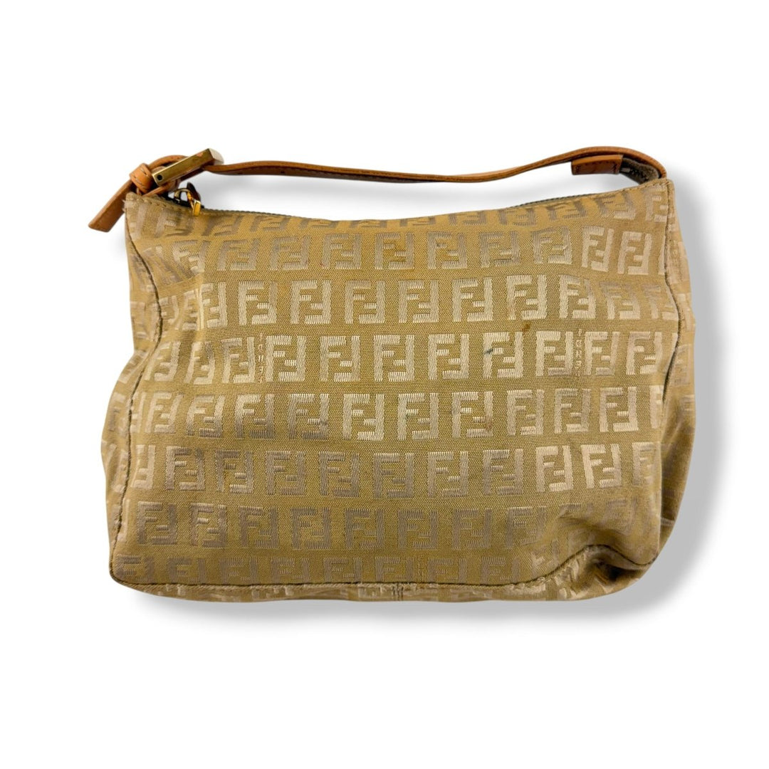 Fendi FF Zucca Mamma Baguette Beige Handbag - Lux Central