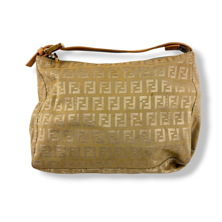 Fendi FF Zucca Mamma Baguette Beige Handbag - Lux Central