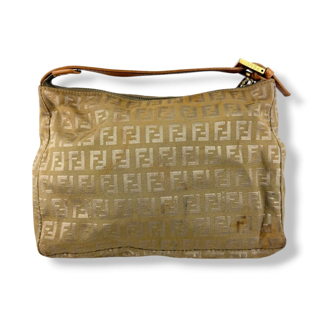 Fendi FF Zucca Mamma Baguette Beige Handbag - Lux Central