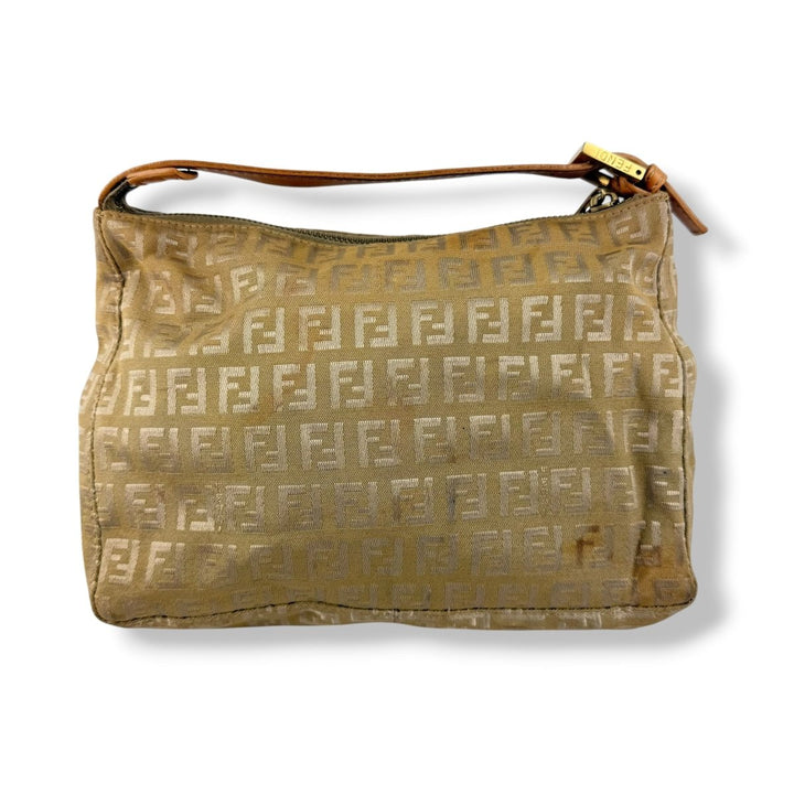 Fendi FF Zucca Mamma Baguette Beige Handbag - Lux Central