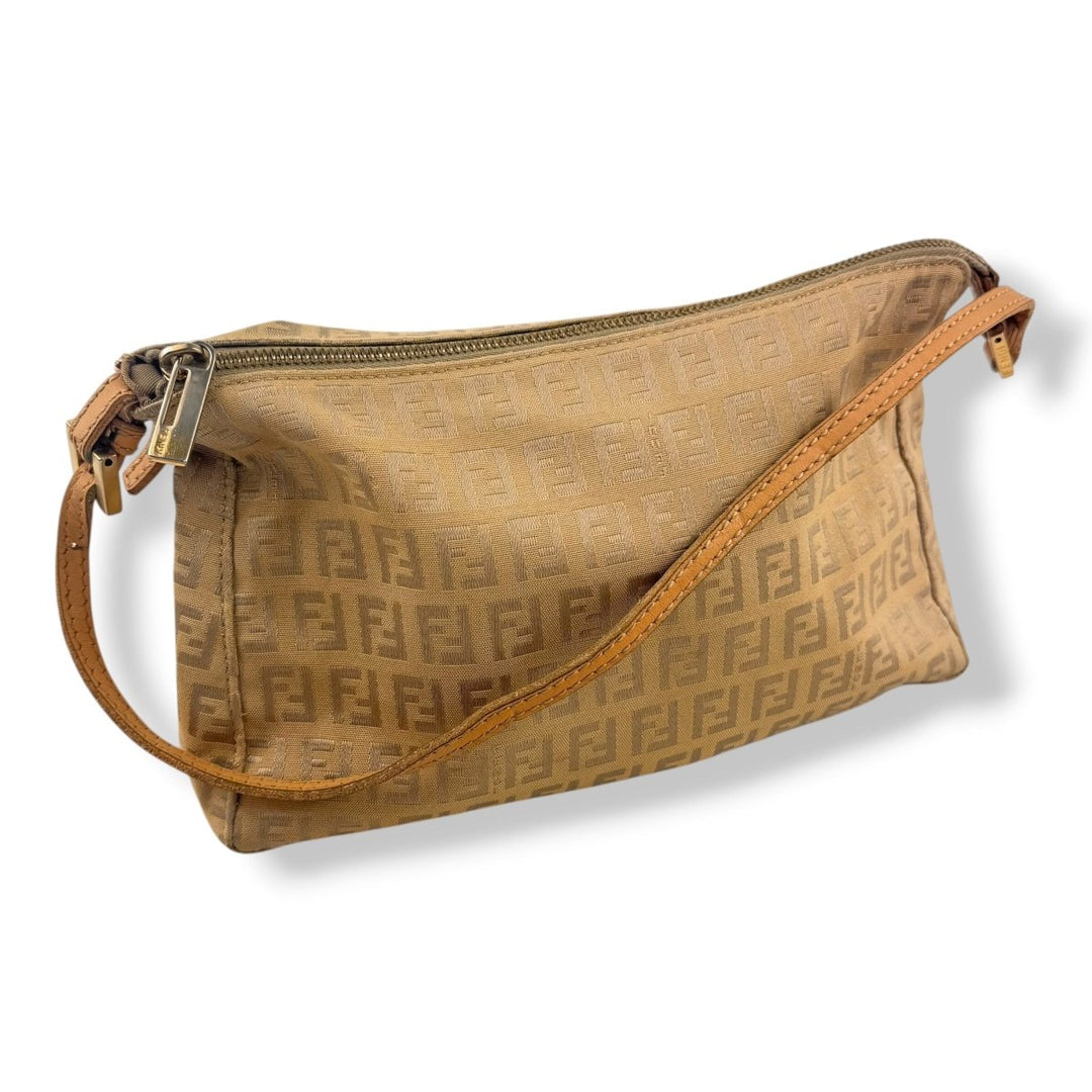 Fendi FF Zucca Mamma Baguette Beige Handbag - Lux Central