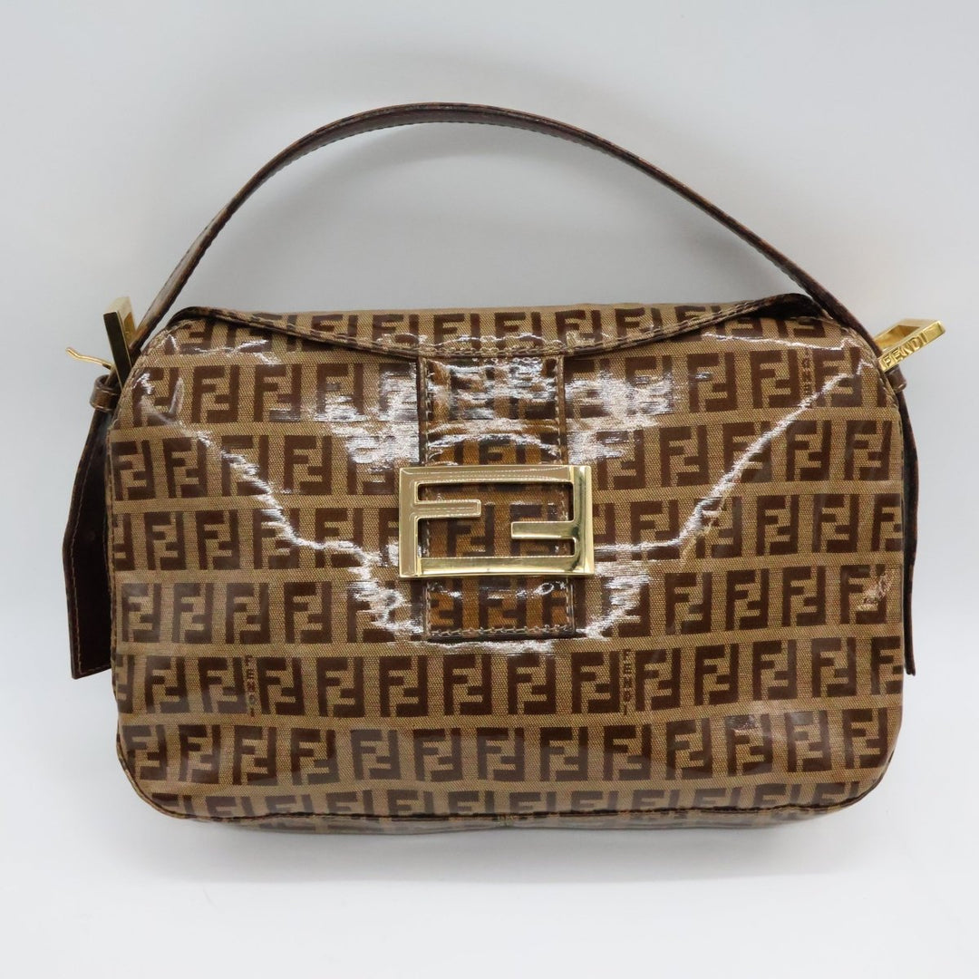 Fendi FF Zucca Mamma Baguette Beige/Brown Handbag - Lux Central