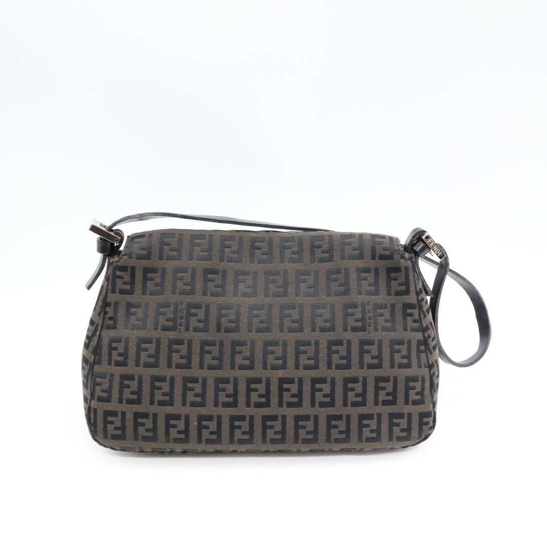 Fendi FF Zucca Mamma Baguette Black Shoulder Handbag - Lux Central