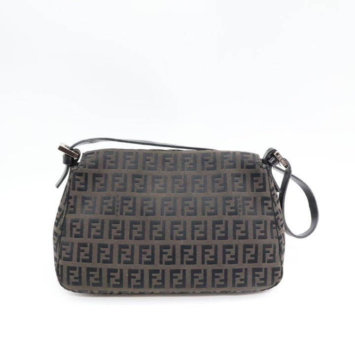 Fendi FF Zucca Mamma Baguette Black Shoulder Handbag - Lux Central