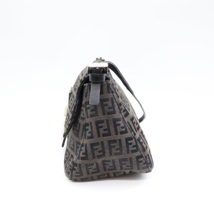 Fendi FF Zucca Mamma Baguette Black Shoulder Handbag - Lux Central