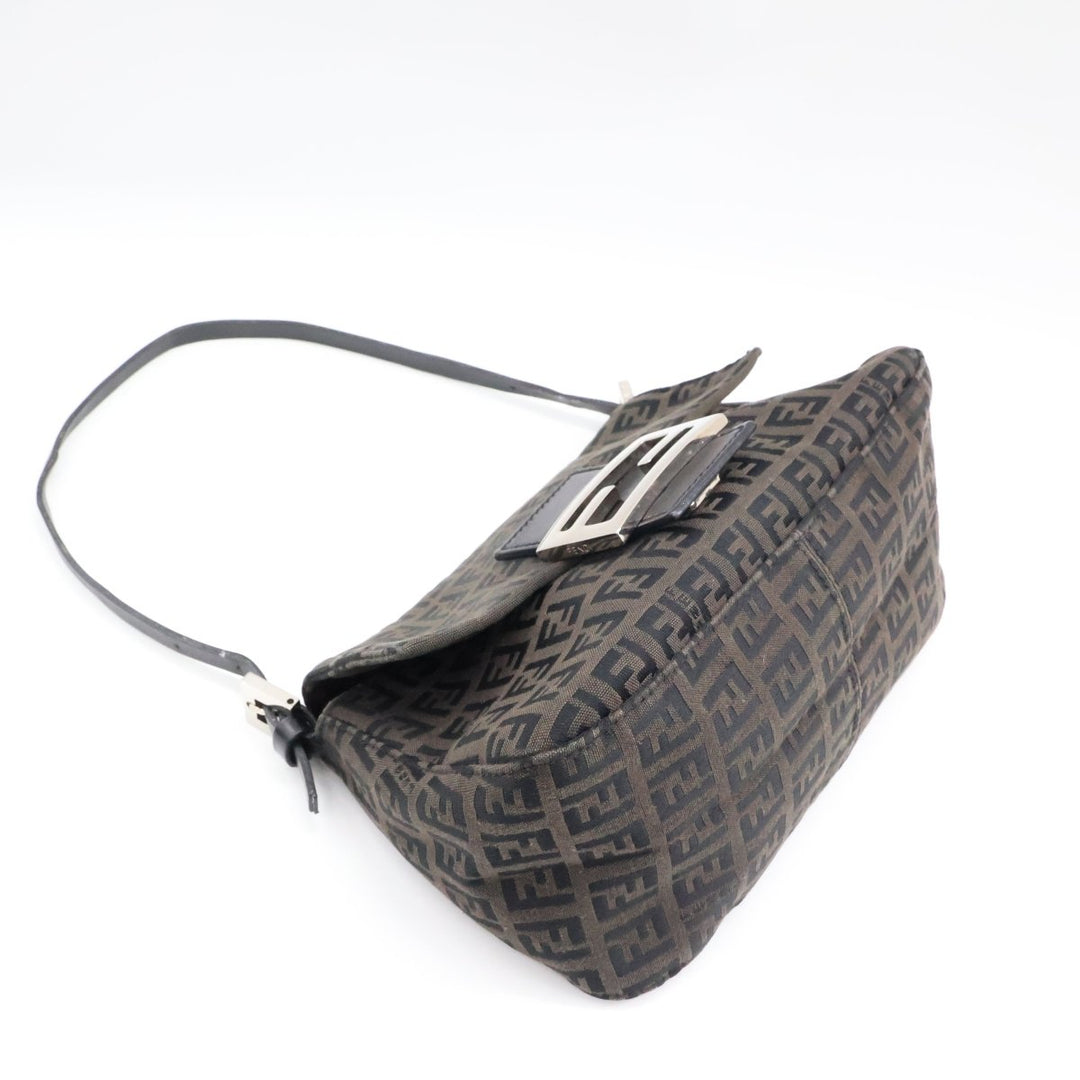 Fendi FF Zucca Mamma Baguette Black Shoulder Handbag - Lux Central