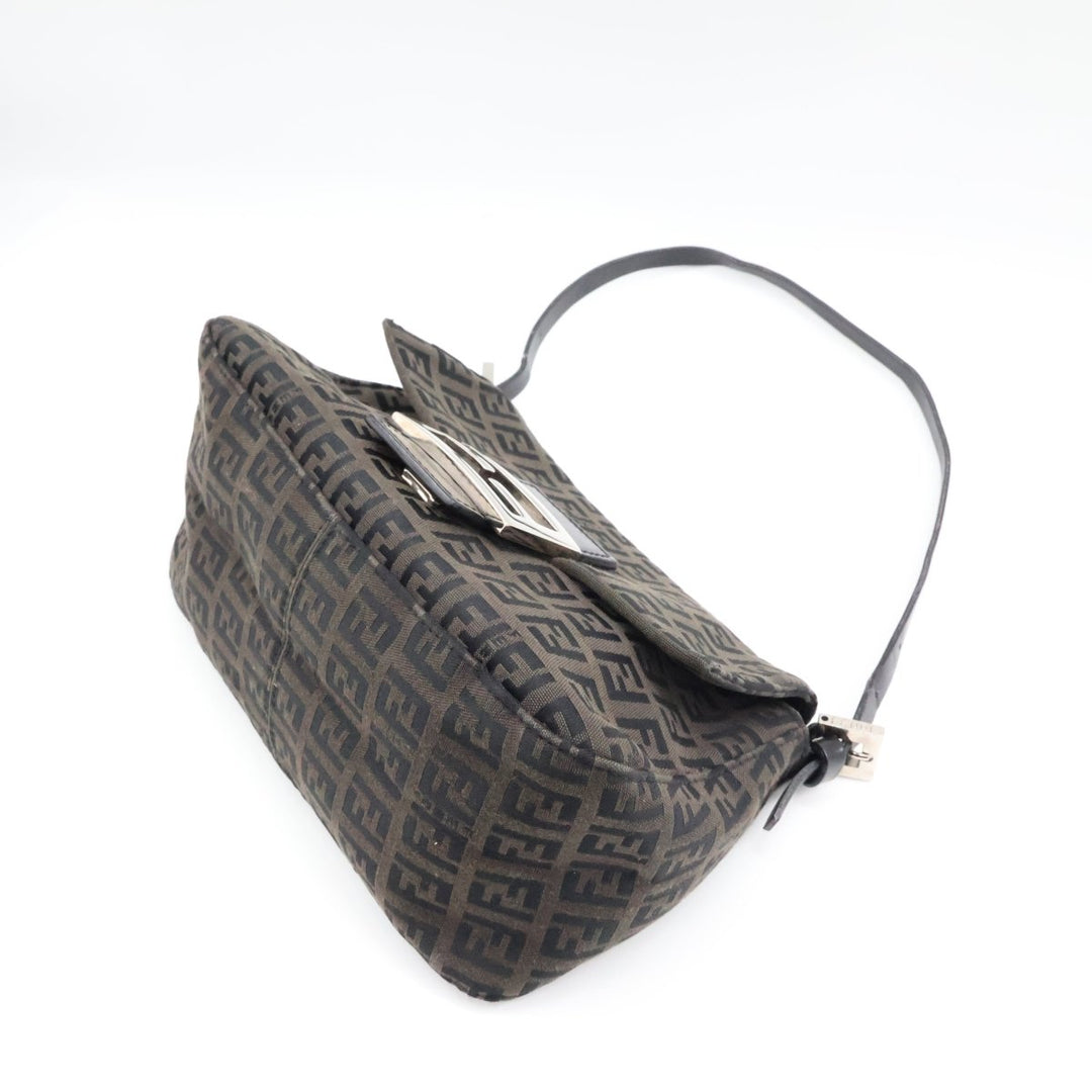 Fendi FF Zucca Mamma Baguette Black Shoulder Handbag - Lux Central