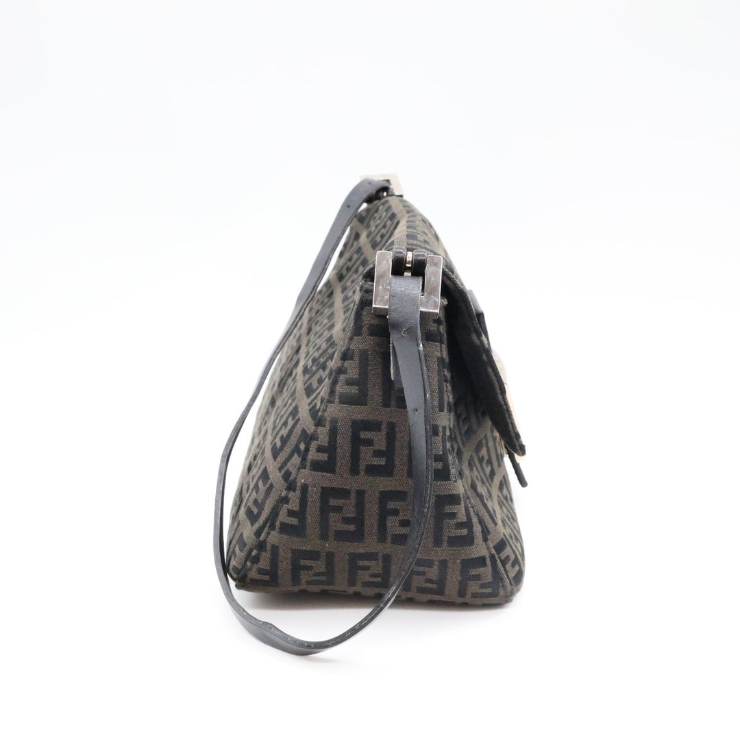 Fendi FF Zucca Mamma Baguette Black Shoulder Handbag - Lux Central