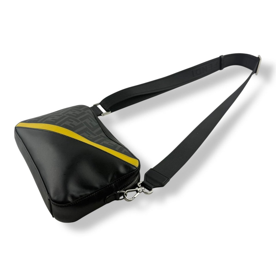 Fendi FF Zucca Monogram Camera Black/Grey Messenger Bag - Lux Central