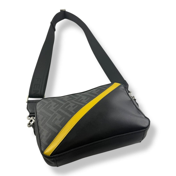 Fendi FF Zucca Monogram Camera Black/Grey Messenger Bag - Lux Central