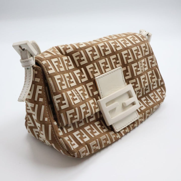 Fendi FF Zucchino Baguette Beige Handbag - Lux Central