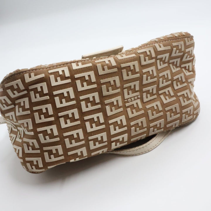 Fendi FF Zucchino Baguette Beige Handbag - Lux Central