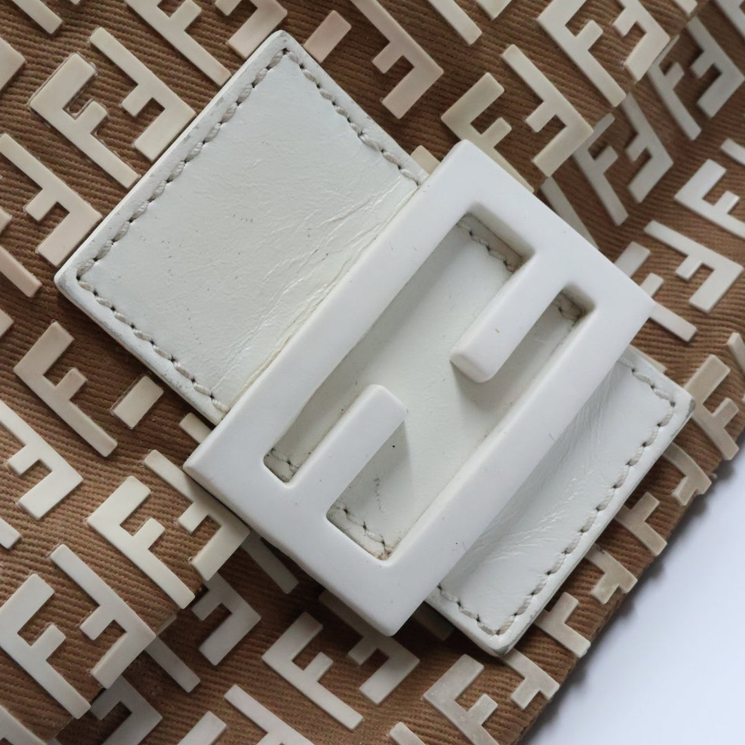 Fendi FF Zucchino Baguette Beige Handbag - Lux Central