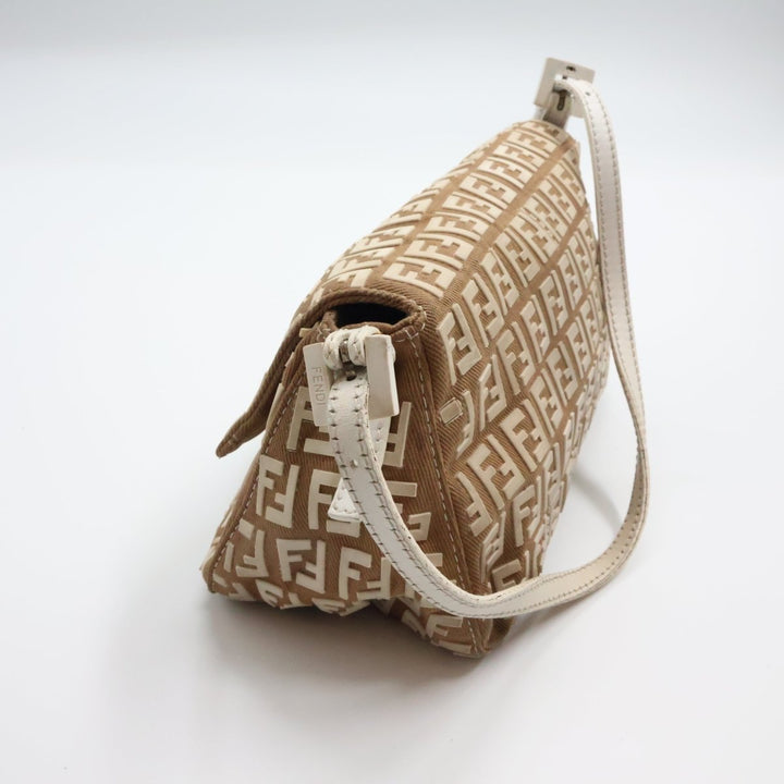 Fendi FF Zucchino Baguette Beige Handbag - Lux Central