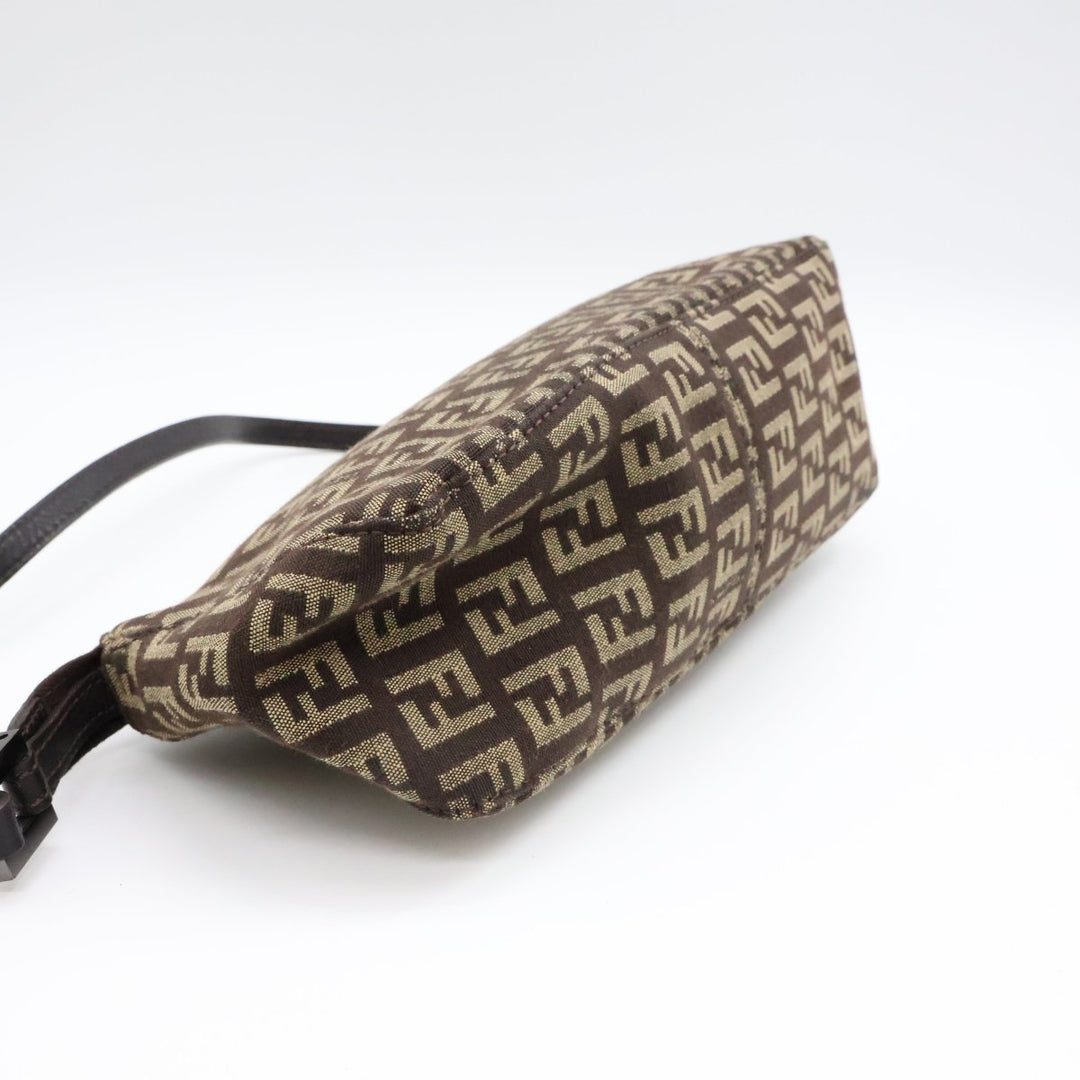 Fendi FF Zucchino Baguette Beige/Brown Handbag - Lux Central