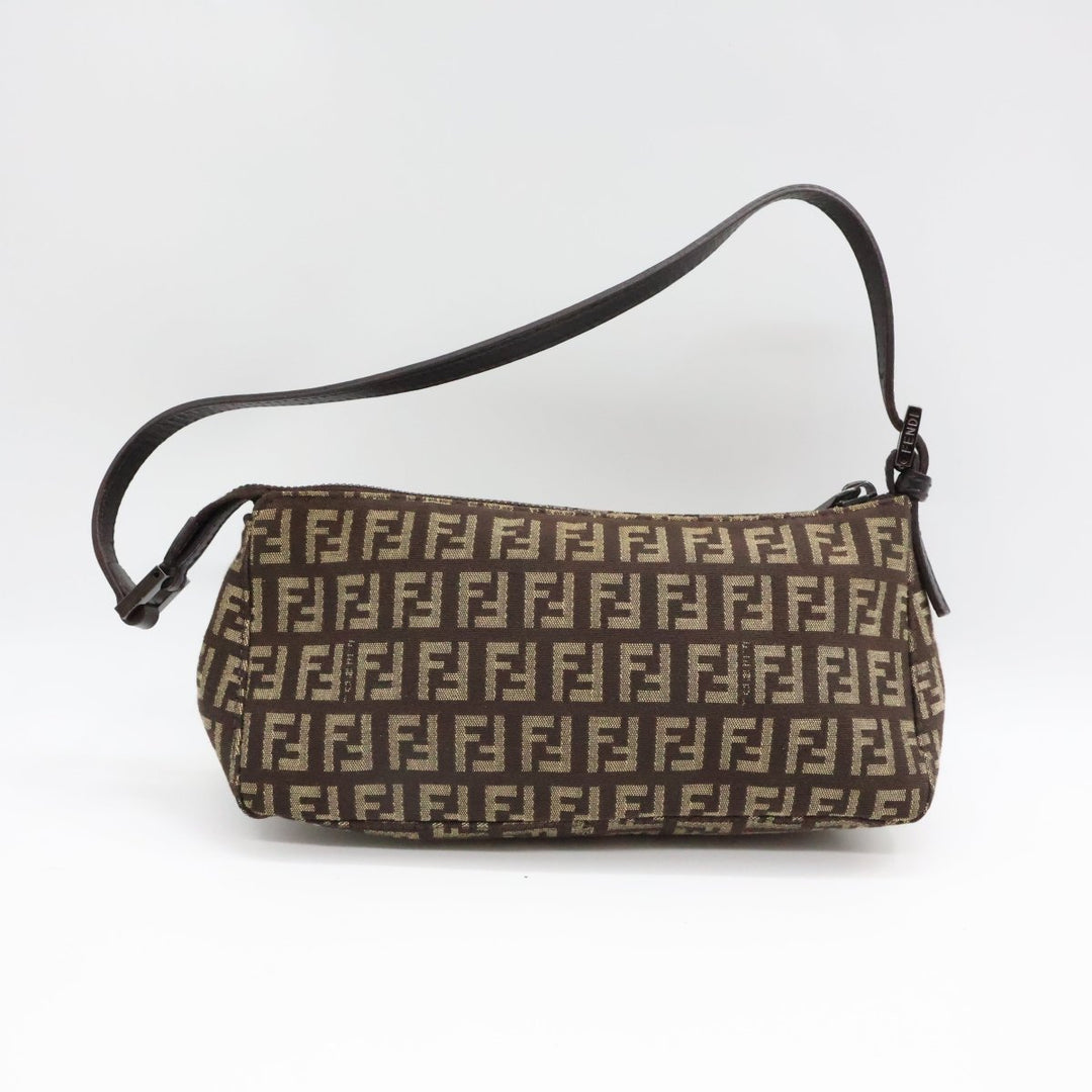 Fendi FF Zucchino Baguette Beige/Brown Handbag - Lux Central