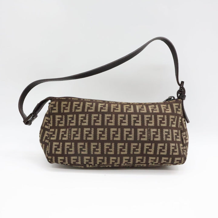 Fendi FF Zucchino Baguette Beige/Brown Handbag - Lux Central