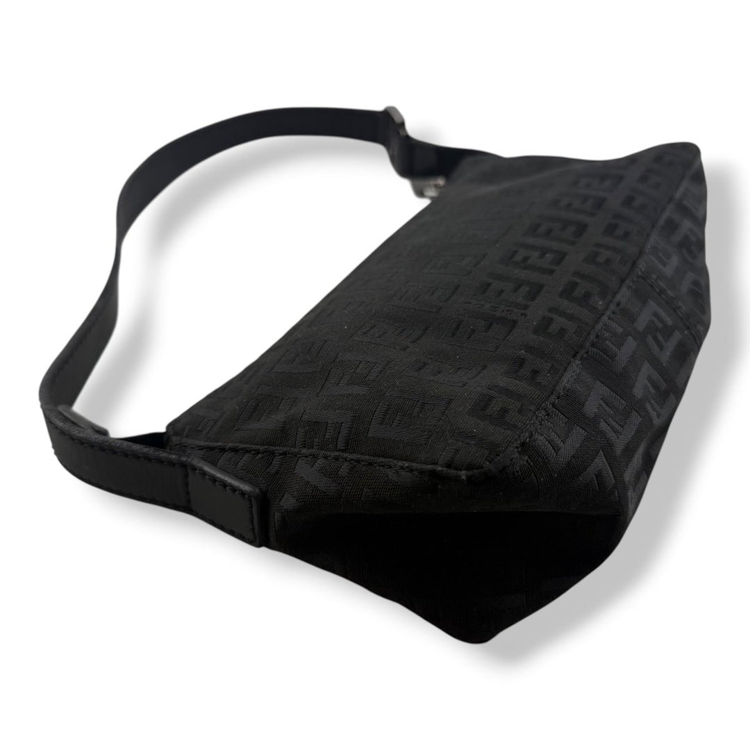 Fendi FF Zucchino Baguette Black Handbag - Lux Central