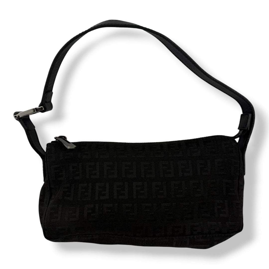 Fendi FF Zucchino Baguette Black Handbag - Lux Central
