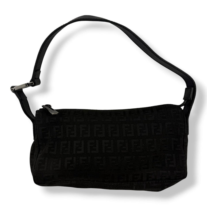 Fendi FF Zucchino Baguette Black Handbag - Lux Central