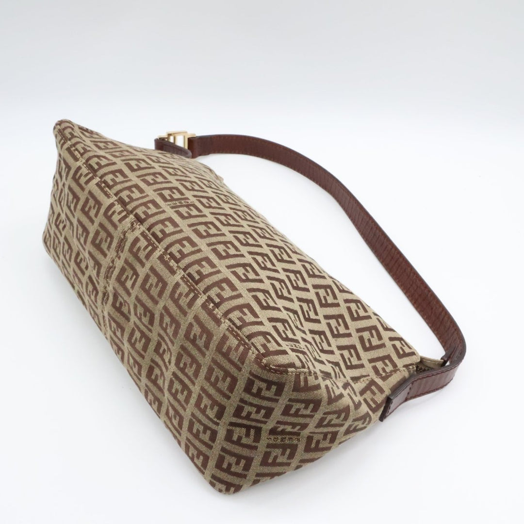 Fendi FF Zucchino Baguette Pochette Shoulder Handbag - Lux Central