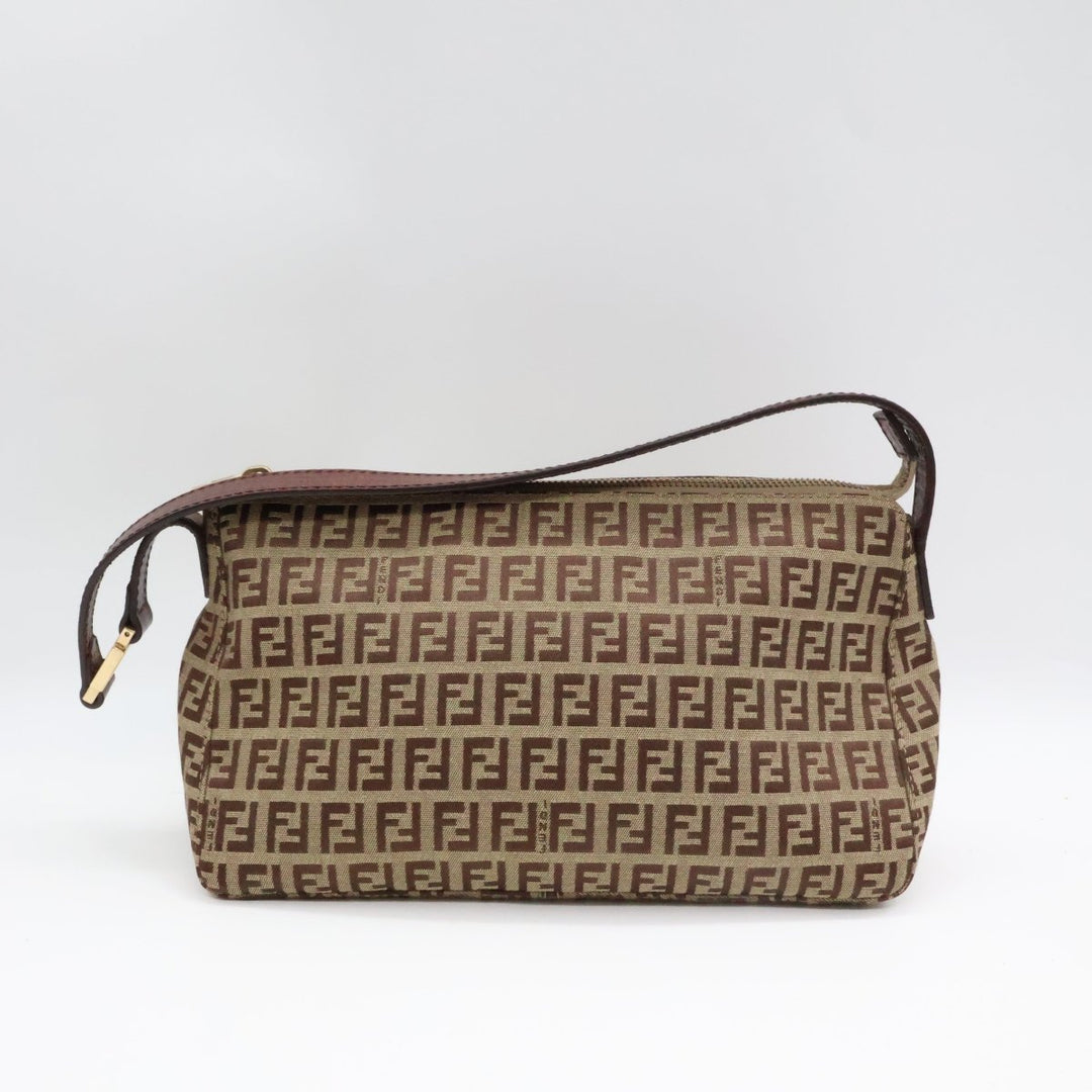 Fendi FF Zucchino Baguette Pochette Shoulder Handbag - Lux Central