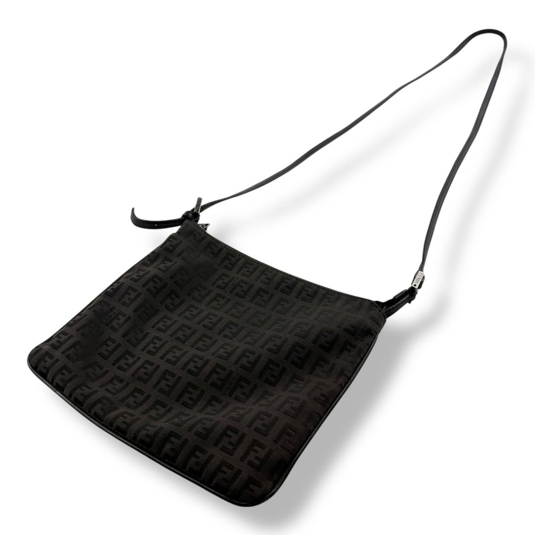 Fendi FF Zuchino Canvas Brown Monogram Crossbody Bag - Lux Central