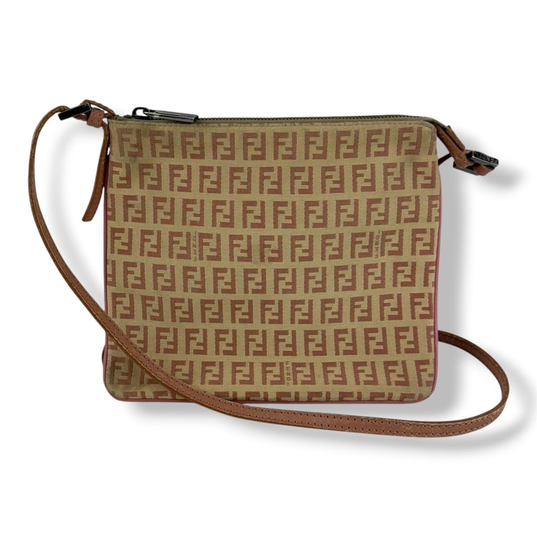 Fendi FF Zuchino Canvas Pink Monogram Crossbody Bag - Lux Central