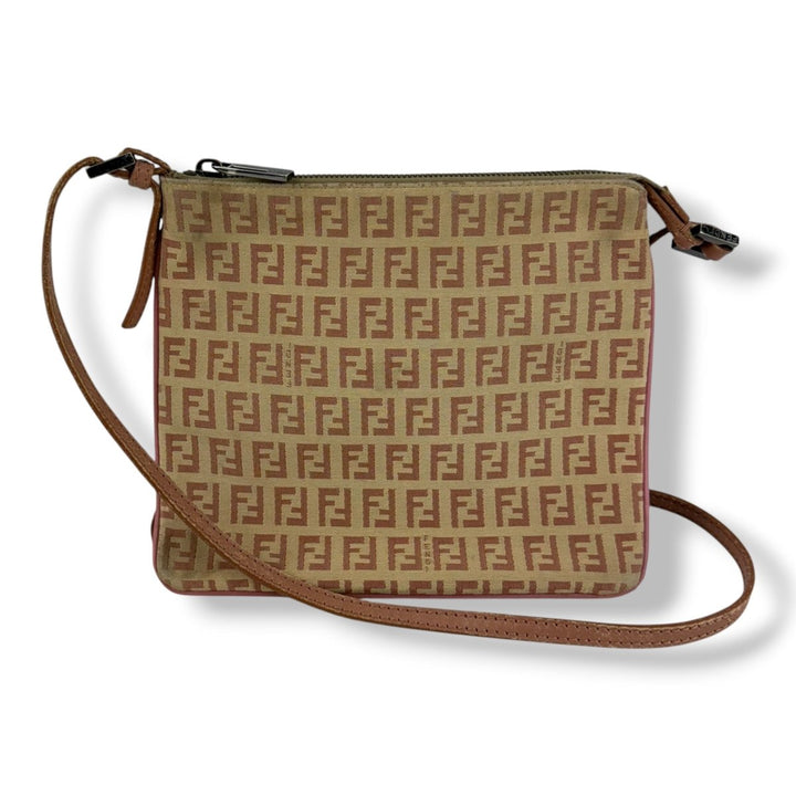 Fendi FF Zuchino Canvas Pink Monogram Crossbody Bag - Lux Central