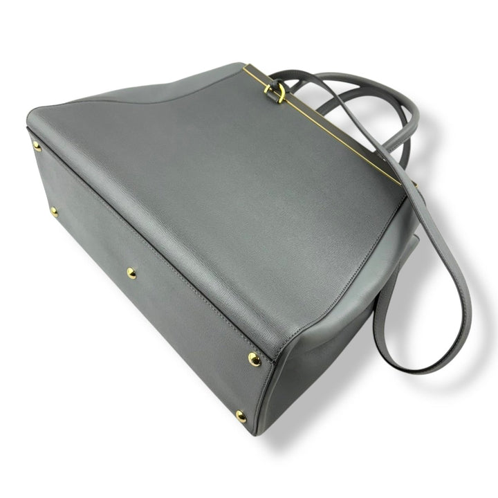 Fendi Grey Leather 2jours Tote Handbag - Lux Central