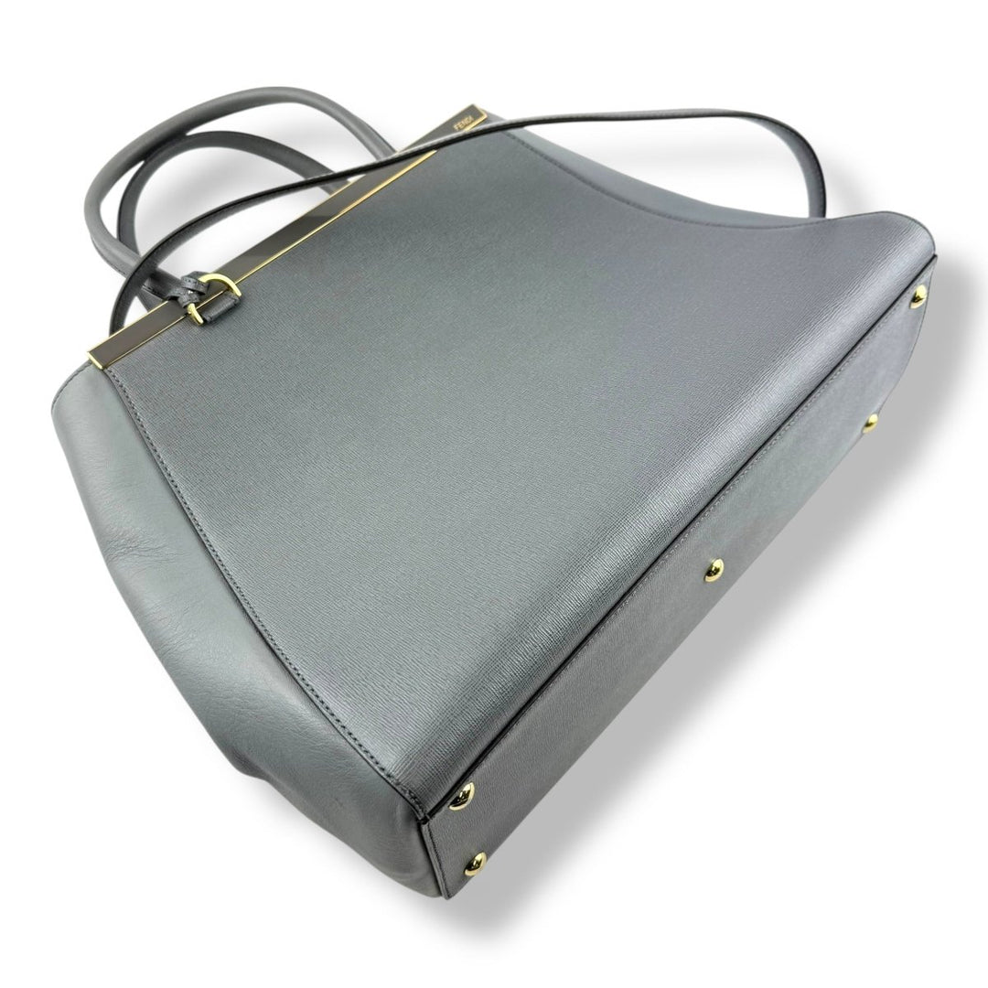 Fendi Grey Leather 2jours Tote Handbag - Lux Central