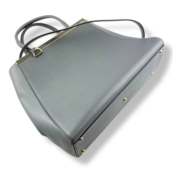 Fendi Grey Leather 2jours Tote Handbag - Lux Central