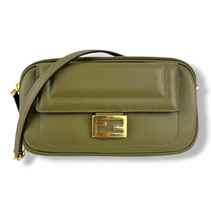 Fendi Khaki Easy 2 Baguette Chain Crossbody Bag - Lux Central