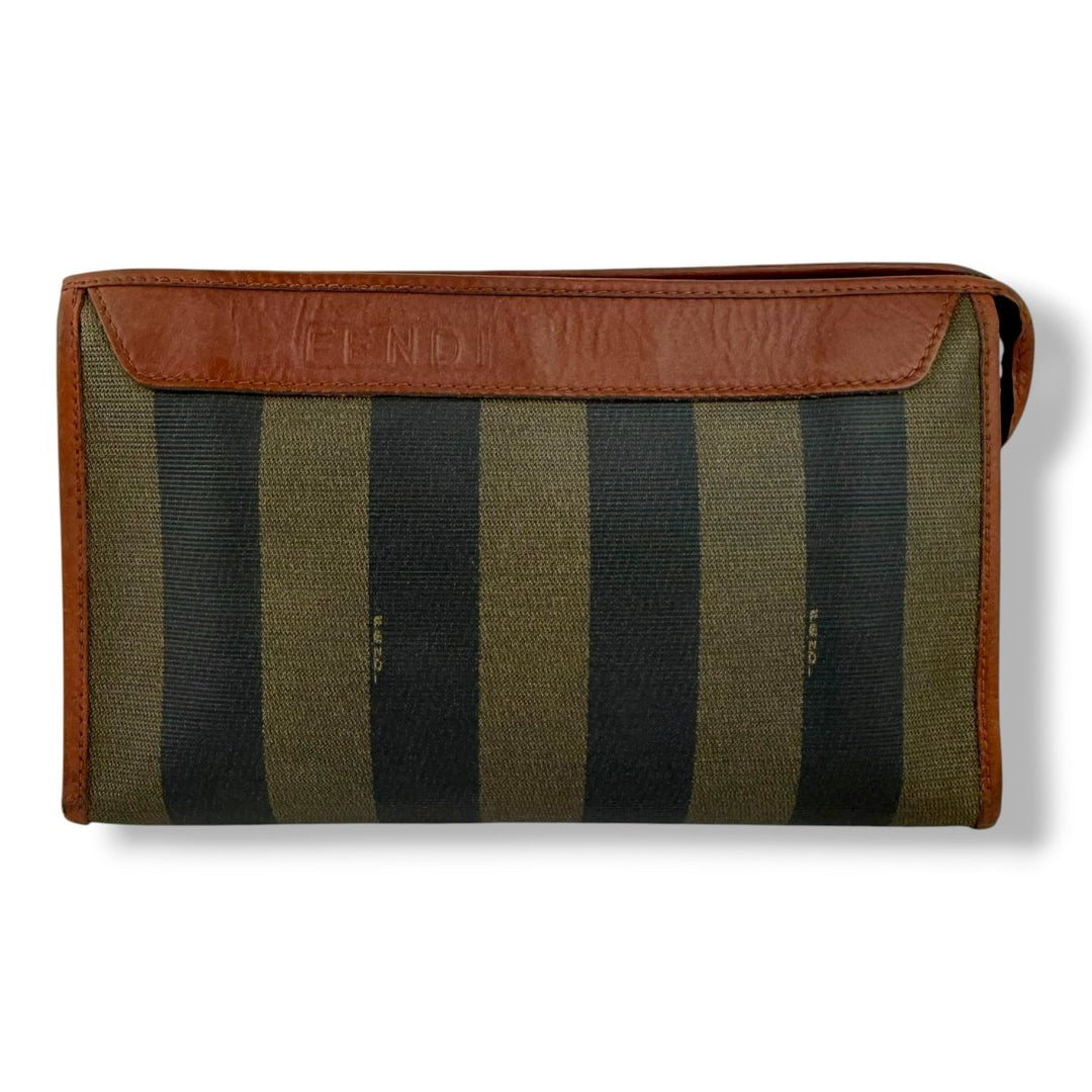 Fendi Pequin Striped Clutch Handbag - Lux Central