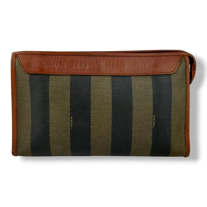 Fendi Pequin Striped Clutch Handbag - Lux Central
