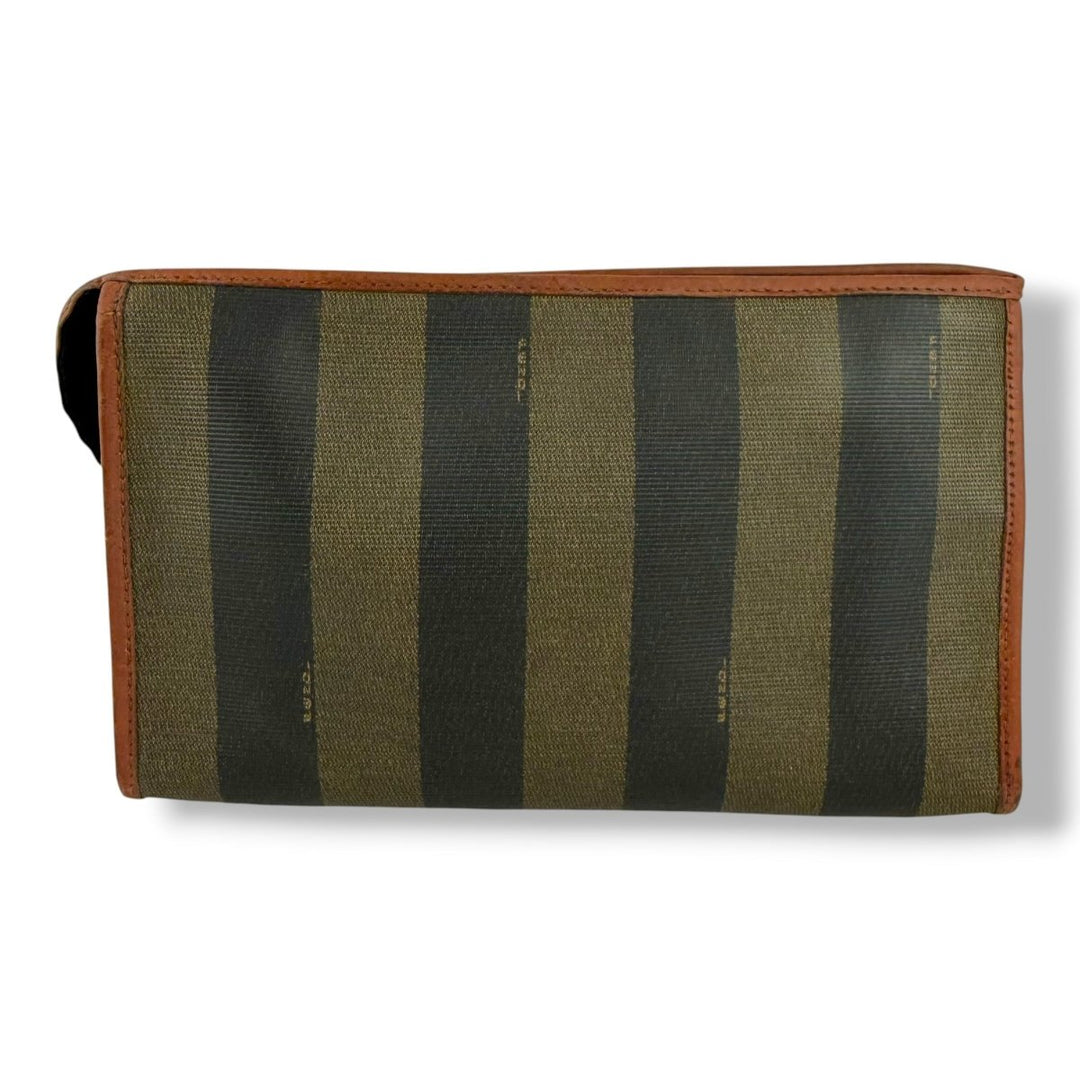 Fendi Pequin Striped Clutch Handbag - Lux Central