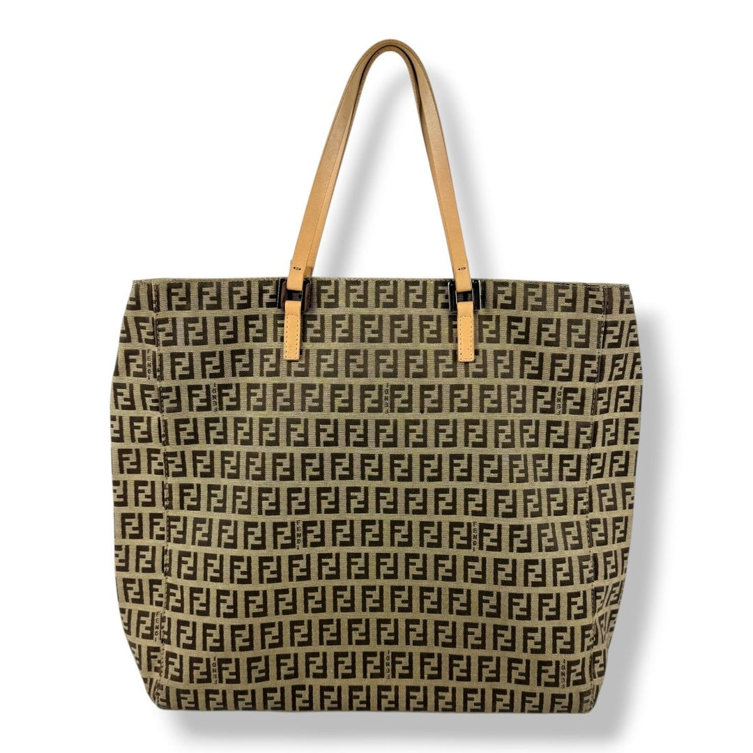 Fendi Roll Zucca Beige Monogram Tote Handbag - Lux Central