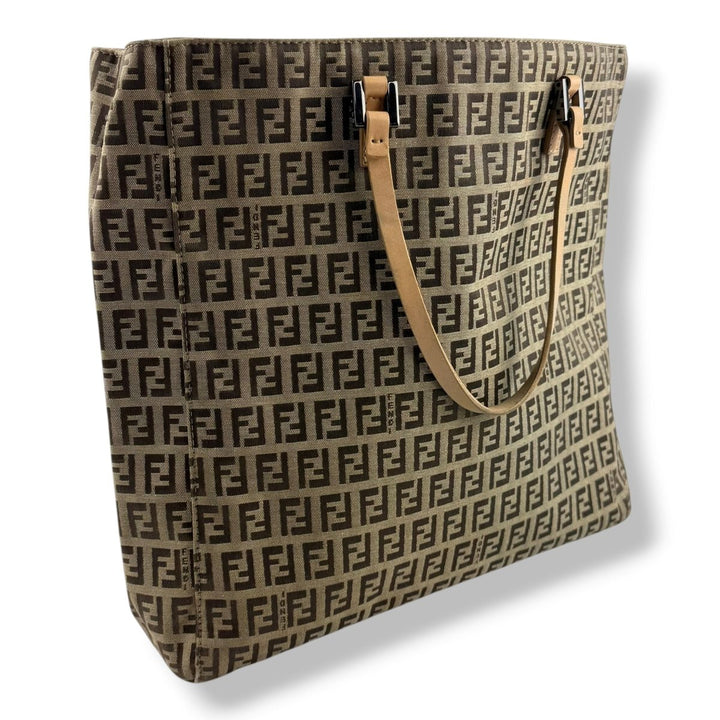 Fendi Roll Zucca Beige Monogram Tote Handbag - Lux Central