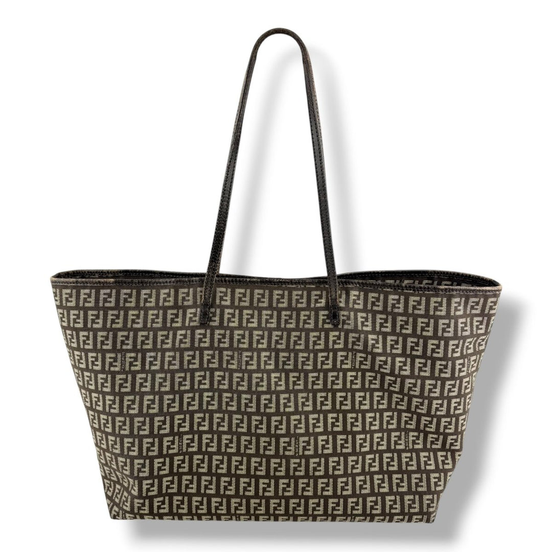 Fendi Roll Zucchino Brown Monogram Tote Handbag - Lux Central