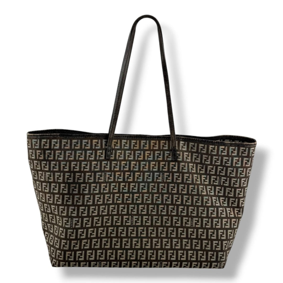 Fendi Roll Zucchino Brown Monogram Tote Handbag - Lux Central