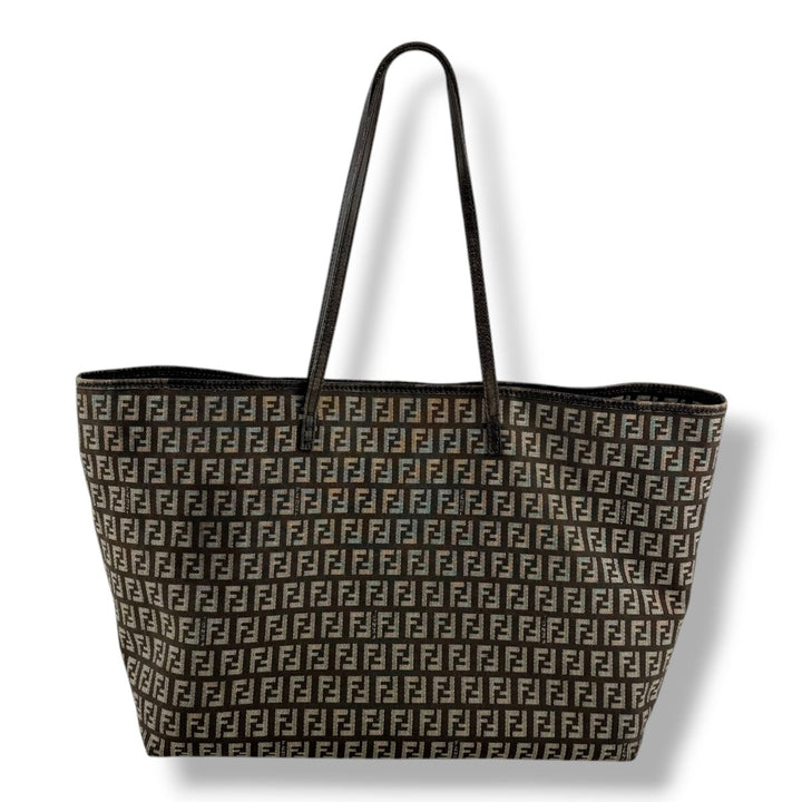 Fendi Roll Zucchino Brown Monogram Tote Handbag - Lux Central