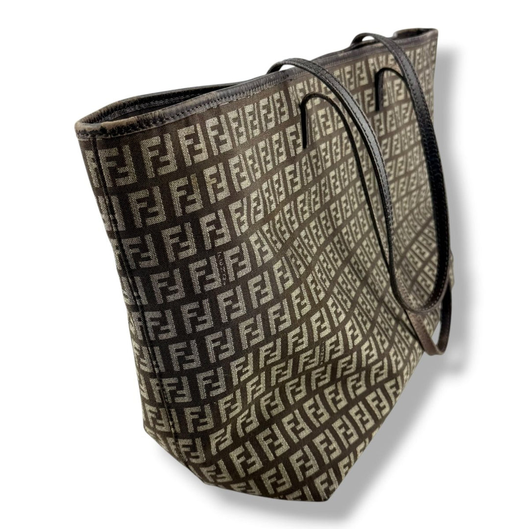 Fendi Roll Zucchino Brown Monogram Tote Handbag - Lux Central